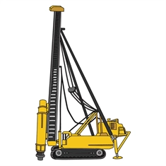 Construction Theme Piling Rig Machine Transparent Sticker